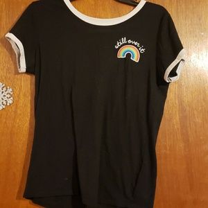 "still over it" rainbow t-shirt